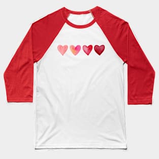 Watercolor Hearts Baseball T-Shirt